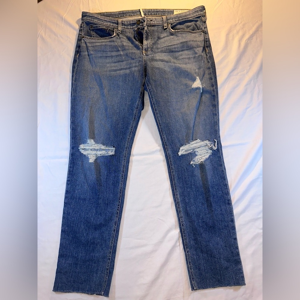 Rag & Bone Jeans Womens 32 Dre Slim Fit Boyfriend Low Rise Distressed Denim